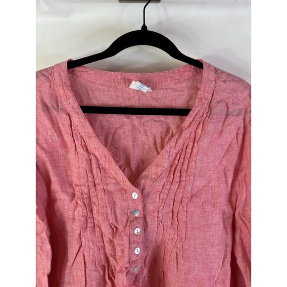 Sigrid Olsen Linen Button Front Popover Shirt Coastal Flowy - Picture 2 of 7